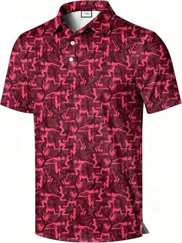 Men's Polo Shirt, Colorful Pattern Print, Short Sleeve Golf Polo, Regular Fit, Funny Pattern with Multicolor in Saudi Arabia