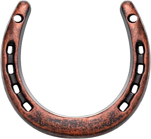 lawjey Cast Iron Horseshoe Decor, Good Luck Horseshoe Gifts for Western Wedding, Cowboy Party, Housewarming, Durable Medium Horseshoes 5 Holes on Each Side for Wall Hung (Red Bronze) in Saudi Arabia