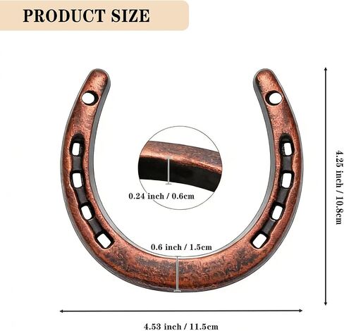 lawjey Cast Iron Horseshoe Decor, Good Luck Horseshoe Gifts for Western Wedding, Cowboy Party, Housewarming, Durable Medium Horseshoes 5 Holes on Each Side for Wall Hung (Red Bronze) in Kuwait