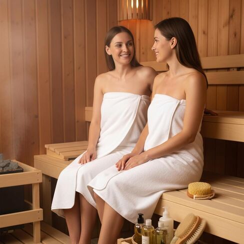 4 Pcs Spa Wrap Towel Wrap for Women Women's Shower Wraps Robes Bath Robe Spa Robe with Adjustable Closure Elastic Top in Kuwait
