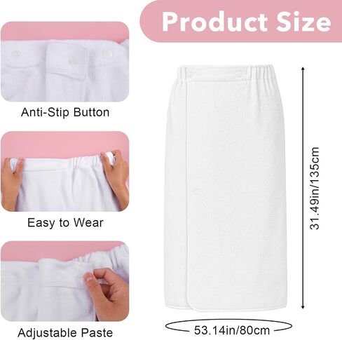 4 Pcs Spa Wrap Towel Wrap for Women Women's Shower Wraps Robes Bath Robe Spa Robe with Adjustable Closure Elastic Top in Kuwait