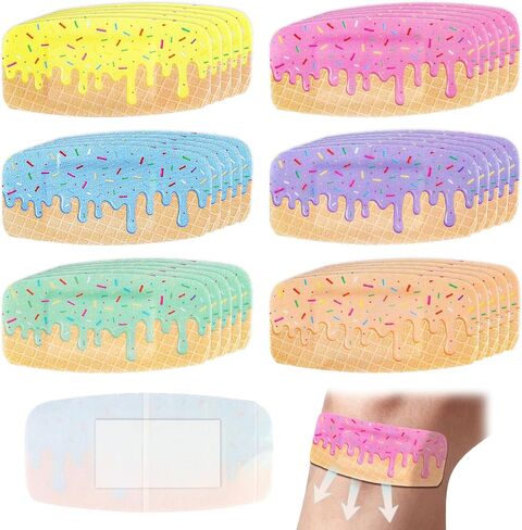 30 Count Ice Cream Drip Baseball Bandages Large Size, 2"x4" Elastic Fabric Adhesive Bandages for Wound Care, Breathable Hypoallergenic First Aid for Kids Boys Girls & Geriatric, Latex Free in Saudi Arabia