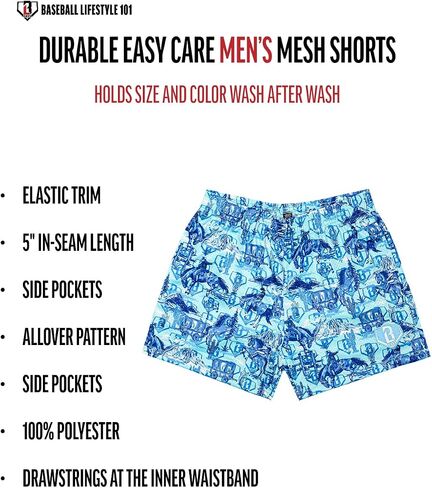 Baseball Lifestyle 101 Men's Saddle Up N Swing Mesh Shorts with Side Pockets and Elastic Waist, 5 in Inseam S-2XL Sizes in Saudi Arabia
