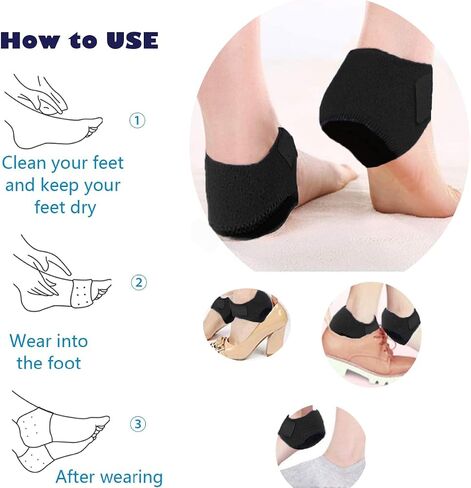 Heel Cushion, Gel Heel Cups for Heel Pain Plantar Fasciitis, Heel Protectors Heel Pads Great for Aching Feet,Tendinitis, Bone spur, Cracked Heel Repair,for Men & Women (Black) in Saudi Arabia