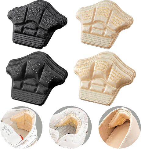 Heel Grips for Loose Shoes, 4 Pairs Trimmable Heel Cushion Pads with Non-Slip Silicone Dots & Memory Foam for Women & Men, Blister Prevention for Heels Sneakers Boots (Thin & Thick, Beige & Black) in Saudi Arabia