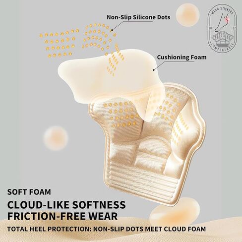 Heel Grips for Loose Shoes, 4 Pairs Trimmable Heel Cushion Pads with Non-Slip Silicone Dots & Memory Foam for Women & Men, Blister Prevention for Heels Sneakers Boots (Thin & Thick, Beige & Black) in Saudi Arabia