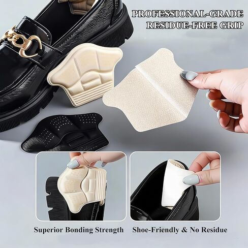 Heel Grips for Loose Shoes, 4 Pairs Trimmable Heel Cushion Pads with Non-Slip Silicone Dots & Memory Foam for Women & Men, Blister Prevention for Heels Sneakers Boots (Thin & Thick, Beige & Black) in Saudi Arabia