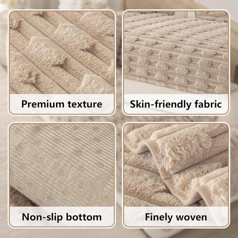Luxury Washable Plush Couch Cover for Dogs, Non-Slip Sofa Protector for 3 Cushion Couch, Durable Pet Slipcover（White，36"x36" in Saudi Arabia