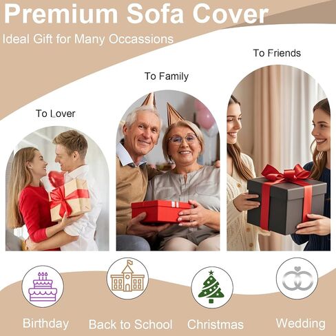 VClife Boho Couch Cover, Washable Sofa Cover for Dog, Non Slip Couch Covers for 3-4 Cushion Couch, Modern Khaki Creamy White Geometric Sofa Slipcovers Multi-functional Furniture Protector 71'' x 150'' in Saudi Arabia