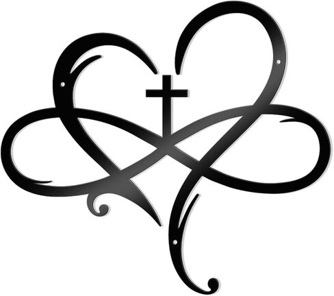 Bnesi Heart Cross Metal Wall Decor Black Cross Wall Art لديكور الحائط الديني ديكور فريد من نوعه ديكور جدار مثالي للمنزل والهدية الروحية لمحبي الفن المسيحي (حديث) in Kuwait