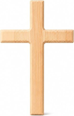 Wramriver 13 Inch Natural Pine Wood Wall Cross, Minimalist Christian Cross Wall Decor, Wooden Hanging Cross for Prayer Room, Bedroom, Living Room, Baptism, Easter, Christmas Gift in Kuwait
