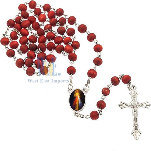 12 PCS Divine Mercy Scented Rosary Party Favors for Baptism First Communion Memorial Gift Religious Event Red in Kuwait