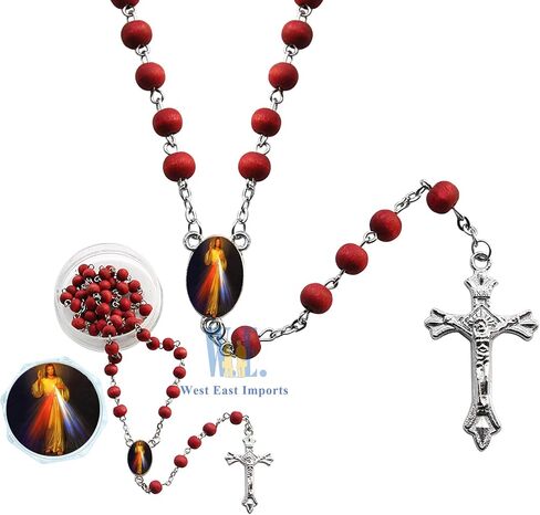 12 PCS Divine Mercy Scented Rosary Party Favors for Baptism First Communion Memorial Gift Religious Event Red in Kuwait