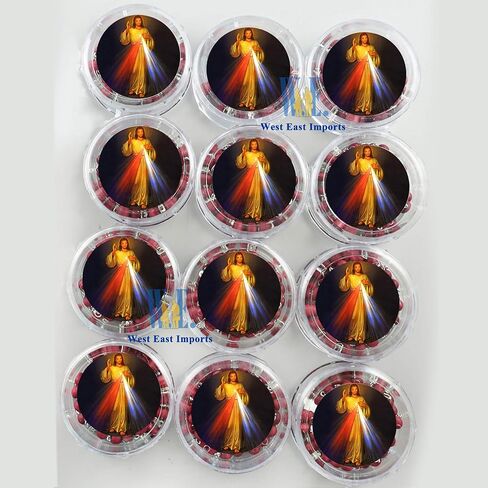12 PCS Divine Mercy Scented Rosary Party Favors for Baptism First Communion Memorial Gift Religious Event Red in Kuwait