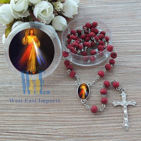 12 PCS Divine Mercy Scented Rosary Party Favors for Baptism First Communion Memorial Gift Religious Event Red in Kuwait