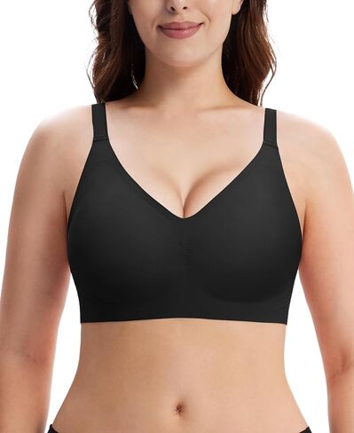 HBselect Jelly Bras for Women No Underwire 3PCS Comfort Wireless Seamless V Neck Push Up Bras Everyday Tshirt Bralettes in Saudi Arabia