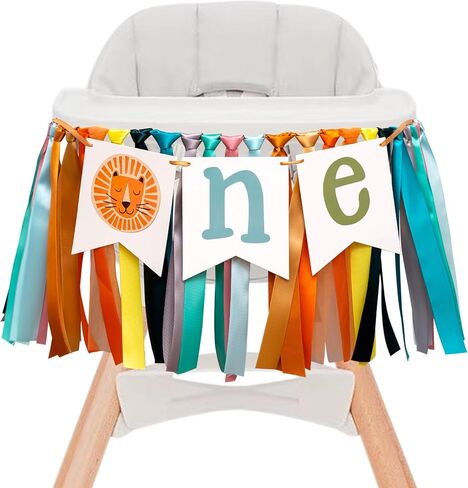 Gostman Wild One Lion High Chair Banner - Jungle Safari 1st Birthday Party Decoration, Lion Sign One Party Celebration Decor (lion one banner) in Saudi Arabia