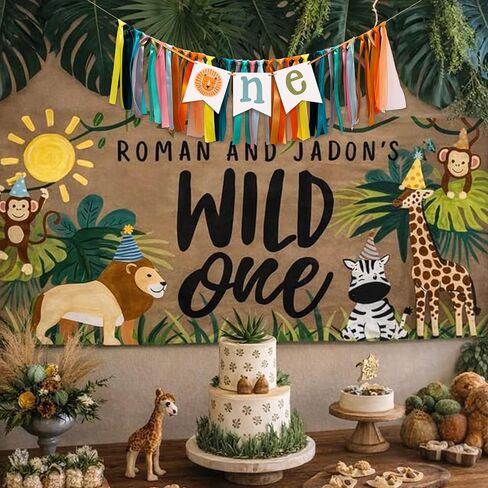 Gostman Wild One Lion High Chair Banner - Jungle Safari 1st Birthday Party Decoration, Lion Sign One Party Celebration Decor (lion one banner) in Saudi Arabia