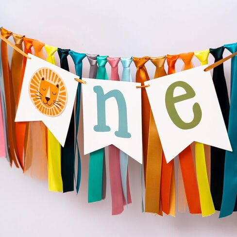 Gostman Wild One Lion High Chair Banner - Jungle Safari 1st Birthday Party Decoration, Lion Sign One Party Celebration Decor (lion one banner) in Saudi Arabia