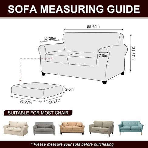 ANARACHON 3-Piece Split Faux Leather Fabric Loveseat Slipcover, 55-62" | Scratch resistant, pet friendly individual cushion couch covers for 2-seater sofas. Non-slip design (chocolate). in Saudi Arabia