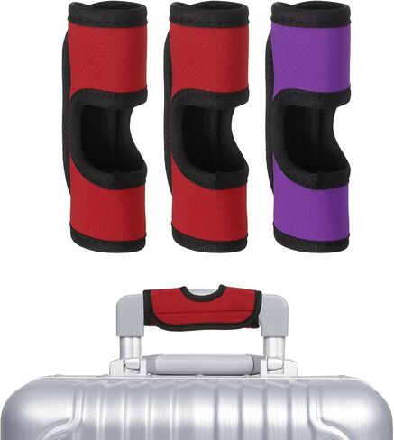 uxcell 3 Pcs Luggage Handle Wrap, Hollow Neoprene Handbag Grip Cover Protector Luggage Identifiers Suitcase Handle Wraps for Luggage Suitcase Travel Bags, Red in Kuwait