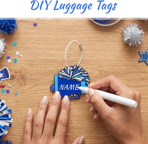 24 Pcs Cheer Luggage Tag for Suitcases Travel Labels with Metal Ring Cheer Megaphone Pom Poms Metal Ring PVC Cheerleading Cheer Keychain Bulk Cheerleading Gifts for Team DIY Backpack Bag Charms in Saudi Arabia