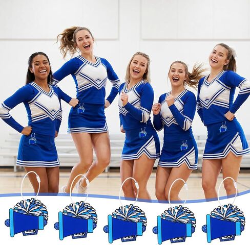 24 Pcs Cheer Luggage Tag for Suitcases Travel Labels with Metal Ring Cheer Megaphone Pom Poms Metal Ring PVC Cheerleading Cheer Keychain Bulk Cheerleading Gifts for Team DIY Backpack Bag Charms in Saudi Arabia