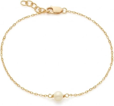 Made By Mary Pearl Bracelet – Gold Vermeil | Dainty Freshwater Pearl Bracelet for Women | Minimalist Stackable Layering Jewelry | Elegant Everyday Accessory | Handmade Gift Jewelry in Saudi Arabia