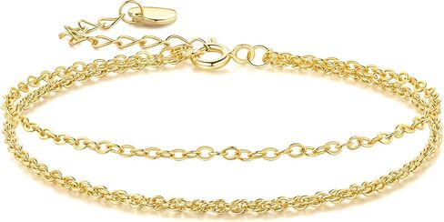 Gold Bracelets for Women 14K Gold Bracelets for Women Layered Bracelet for Womens Two Distinct Chains Two Unique Textures Double Chain Bracelet for Womens in Kuwait