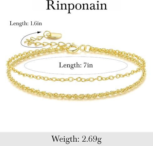 Gold Bracelets for Women 14K Gold Bracelets for Women Layered Bracelet for Womens Two Distinct Chains Two Unique Textures Double Chain Bracelet for Womens in Kuwait