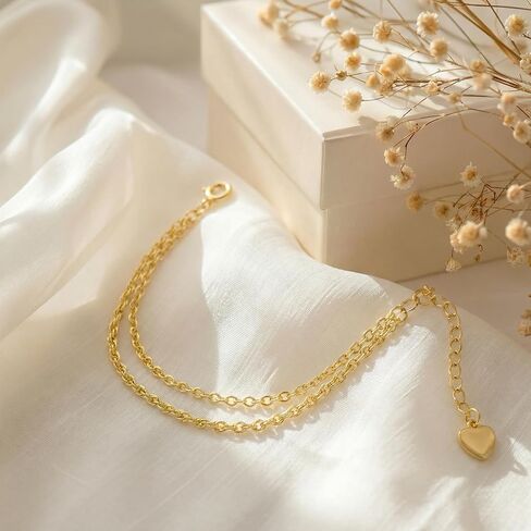 Gold Bracelets for Women 14K Gold Bracelets for Women Layered Bracelet for Womens Two Distinct Chains Two Unique Textures Double Chain Bracelet for Womens in Kuwait