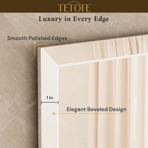 TETOTE 30" x 36" Rectangle Mirror with Frameless Tempered Beveled Edge for Vanity and Bathroom in Kuwait