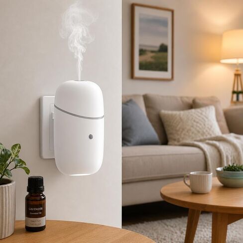 Plug in Diffuser, Waterless Essential Oil Diffuser, Wall Aroma Scents Air Diffuser Machine with Night Light for Home, Bathroom, Living Room, Yoga Room, Office, Small and Medium-Sized Rooms in Saudi Arabia