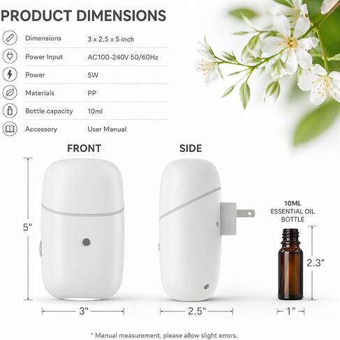 Plug in Diffuser, Waterless Essential Oil Diffuser, Wall Aroma Scents Air Diffuser Machine with Night Light for Home, Bathroom, Living Room, Yoga Room, Office, Small and Medium-Sized Rooms in Saudi Arabia