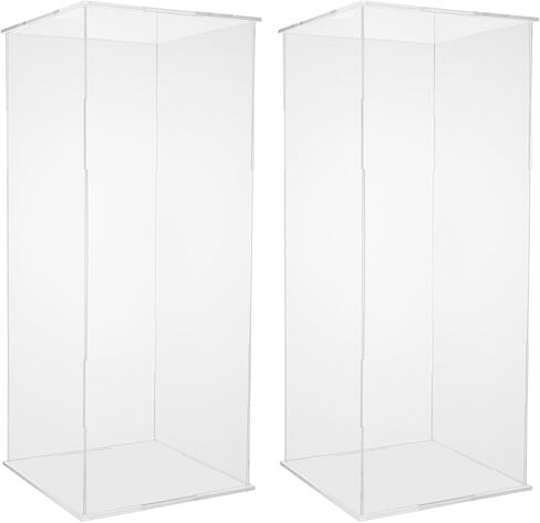 2 Pcs Display Cube Pedestal 23.6 Inch Tall Art Sculpture Stand, Acrylic Flower Stand, Clear Display Riser Box for Wedding, Birthday, Banquet Parties Decor in Saudi Arabia