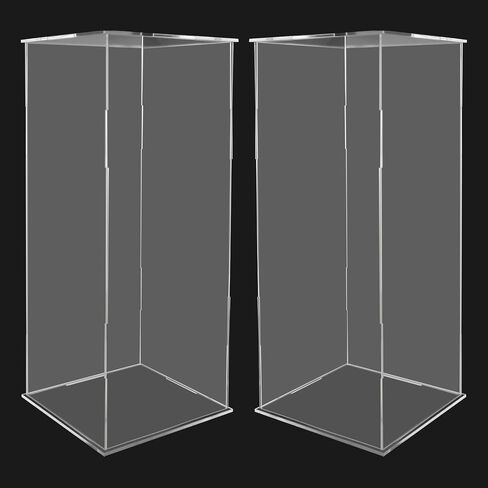 2 Pcs Display Cube Pedestal 23.6 Inch Tall Art Sculpture Stand, Acrylic Flower Stand, Clear Display Riser Box for Wedding, Birthday, Banquet Parties Decor in Saudi Arabia