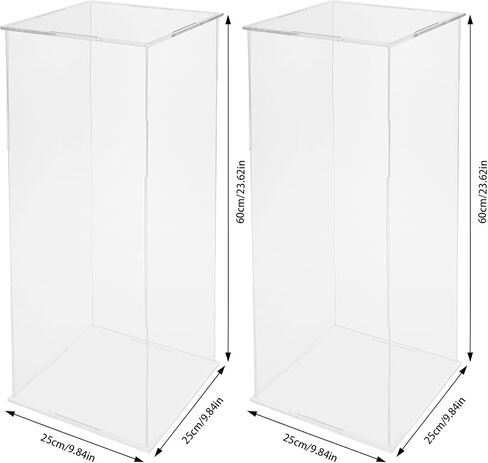 2 Pcs Display Cube Pedestal 23.6 Inch Tall Art Sculpture Stand, Acrylic Flower Stand, Clear Display Riser Box for Wedding, Birthday, Banquet Parties Decor in Saudi Arabia