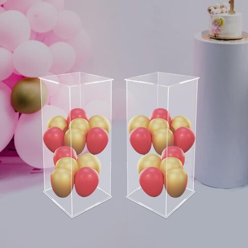 2 Pcs Display Cube Pedestal 23.6 Inch Tall Art Sculpture Stand, Acrylic Flower Stand, Clear Display Riser Box for Wedding, Birthday, Banquet Parties Decor in Saudi Arabia