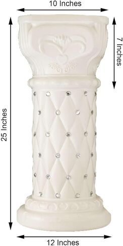 Efavormart 2 Pack 25" Tall White PVC 10mm Crystal Beaded Studded French Inspired Pedestal Column Stand for Floral Arrangements, Wedding, Aisle Decor, DIY Background Designing in Kuwait
