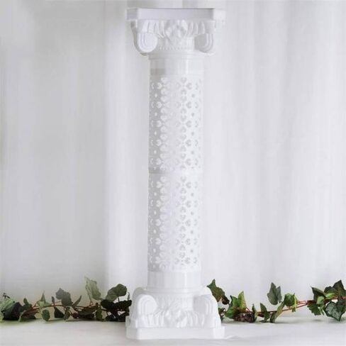 Efavormart 2 Pack 25" Tall White PVC 10mm Crystal Beaded Studded French Inspired Pedestal Column Stand for Floral Arrangements, Wedding, Aisle Decor, DIY Background Designing in Kuwait