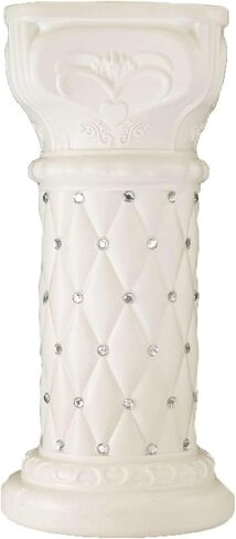 Efavormart 2 Pack 25" Tall White PVC 10mm Crystal Beaded Studded French Inspired Pedestal Column Stand for Floral Arrangements, Wedding, Aisle Decor, DIY Background Designing in Kuwait