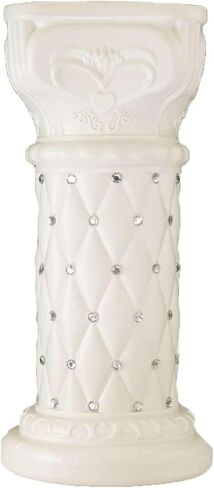 Efavormart 2 Pack 25" Tall White PVC 10mm Crystal Beaded Studded French Inspired Pedestal Column Stand for Floral Arrangements, Wedding, Aisle Decor, DIY Background Designing in Kuwait