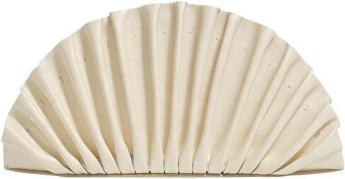 PU Pleated Evening Clutch for Women Elegant Fan Shaped Handbag Special Occasion Purses with Shoulder Bag Party Prom in Saudi Arabia