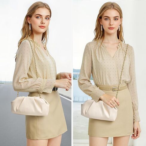 Cream Clutch Purse, Womens Clutch Purse with Gold Detachable Chain, Leather Clutch Bags for Women for Wedding Party Evening Bag Gift in Saudi Arabia