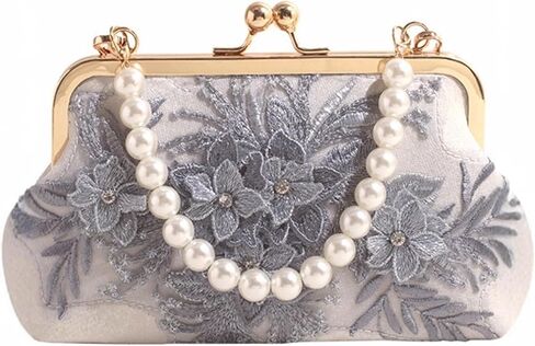2026 Embroidered Jacquard Clutch for Women Floral Evening Bag Cute Pearl-Handled Flower Purse in Saudi Arabia