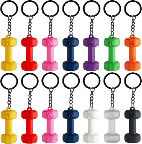 14/28Pcs Mini Dumbbell Keychains Fitness Keychain Workout Fitness Gifts for Gym Lovers Bag Charms Accessories in Saudi Arabia