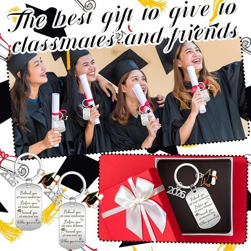 12 Pcs Class of 2026 Graduation Keychain 2026 Inspirational Stainless Steel Keychain Motivational Graduation Gifts for School Senior College Masters Degree Graduate Gift in Saudi Arabia