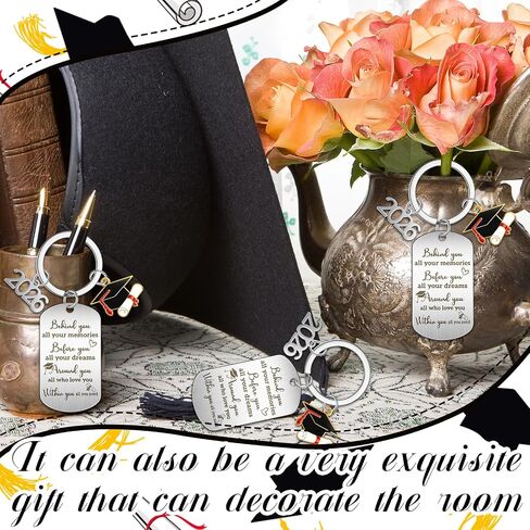 12 Pcs Class of 2026 Graduation Keychain 2026 Inspirational Stainless Steel Keychain Motivational Graduation Gifts for School Senior College Masters Degree Graduate Gift in Saudi Arabia