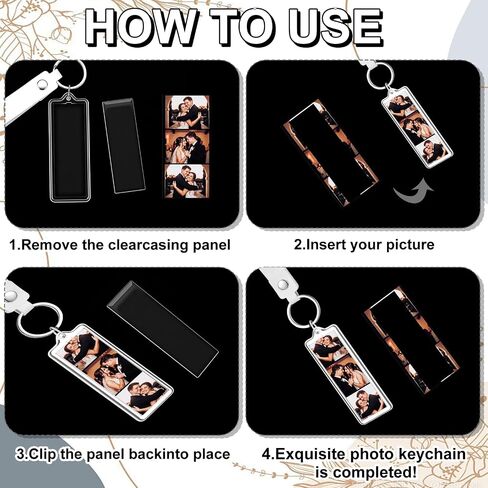 30 Pcs 1x3 Inch PU Leather Mini Photo Strip Keychain Frames Acrylic Photo Booth Keychain Picture Keyring Holder Blank for Wedding Birthday Gift Photobooth Party Favors in Kuwait