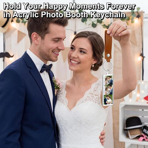 30 Pcs 1x3 Inch PU Leather Mini Photo Strip Keychain Frames Acrylic Photo Booth Keychain Picture Keyring Holder Blank for Wedding Birthday Gift Photobooth Party Favors in Kuwait